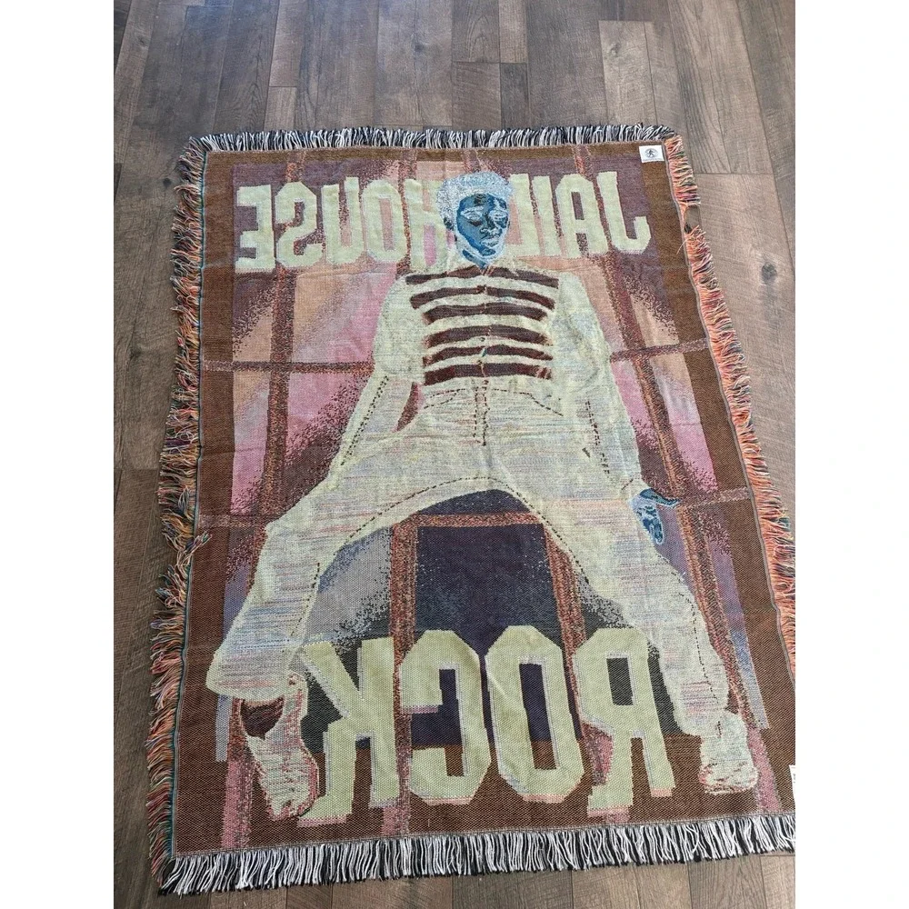 Vintage Elvis Presley Jailhouse Rock Woven Tapestry Throw Blanket 57x44